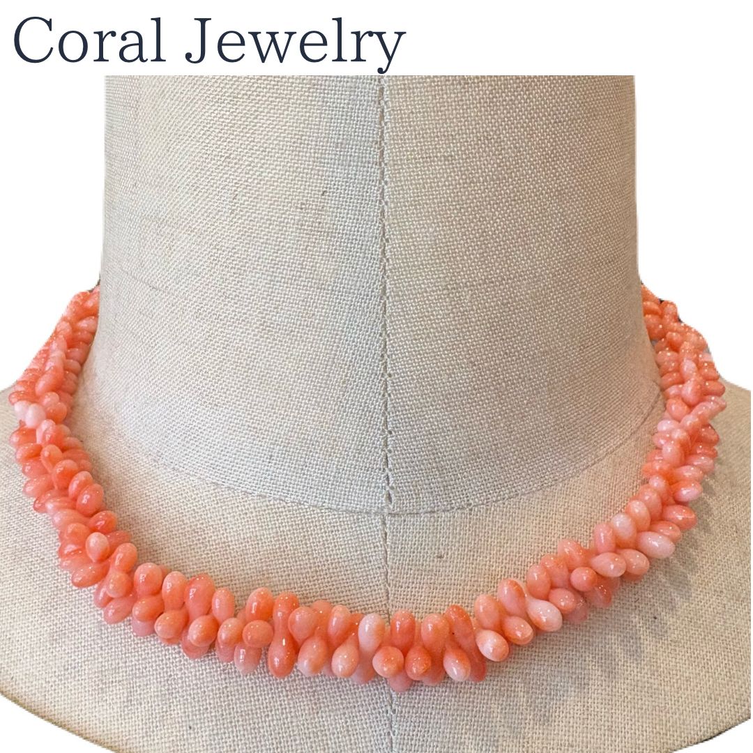 天然桃珊瑚 ネックレス 連なりデザイン シルバー金具 約42cm - メルカリ