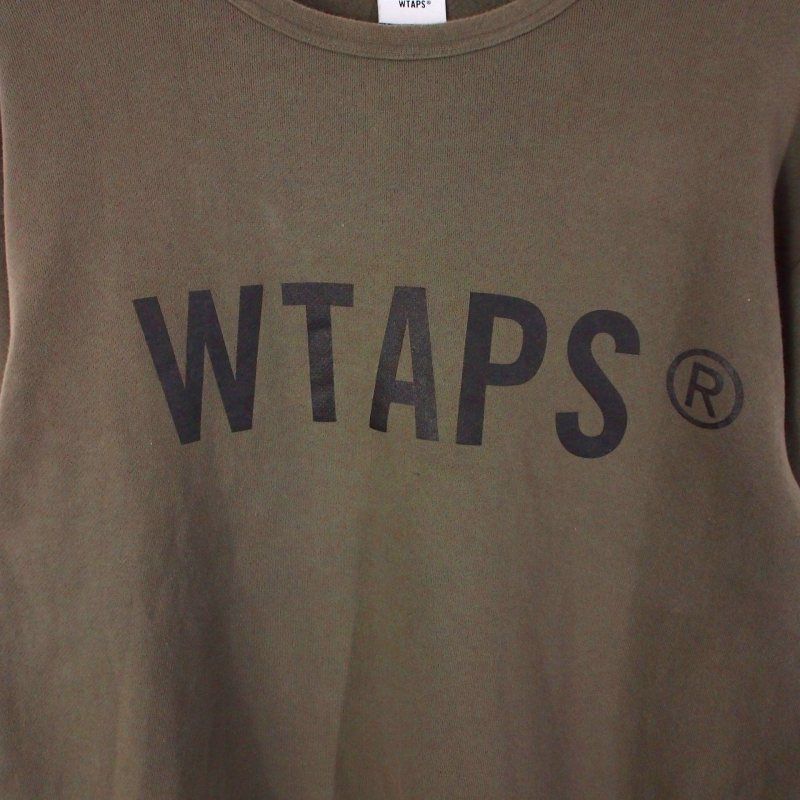 ダブルタップス WTAPS ロゴプリント スウェット トレーナー 02 カーキ