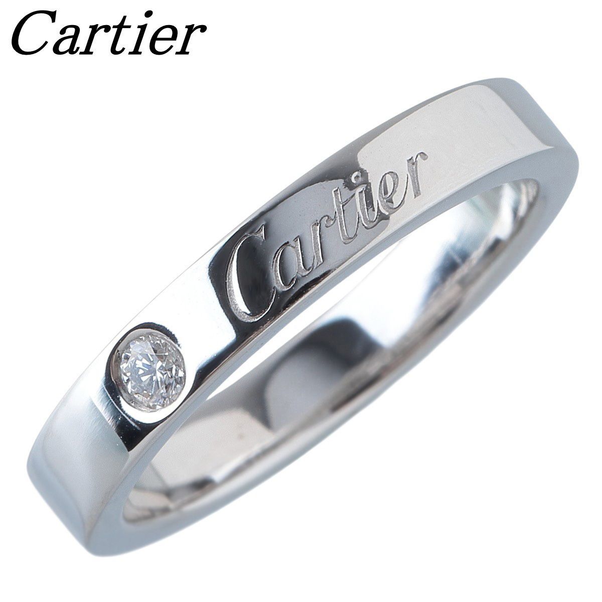 カルティエ ダイヤ リング エングレーブド Cドゥカルティエ 1PD #48 幅