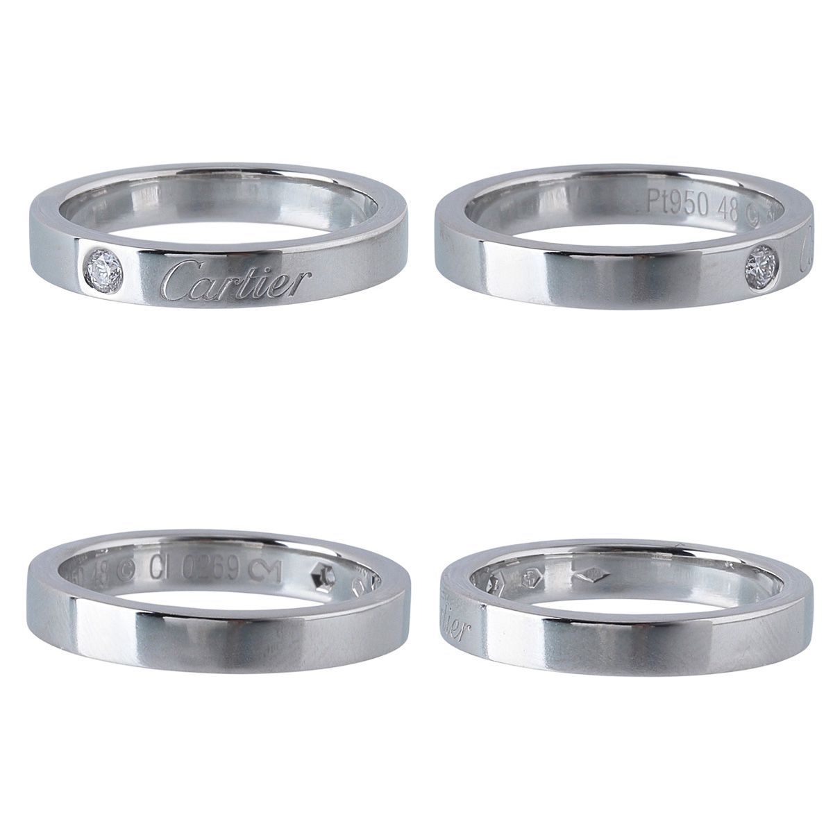 カルティエ ダイヤ リング エングレーブド Cドゥカルティエ 1PD #48 幅