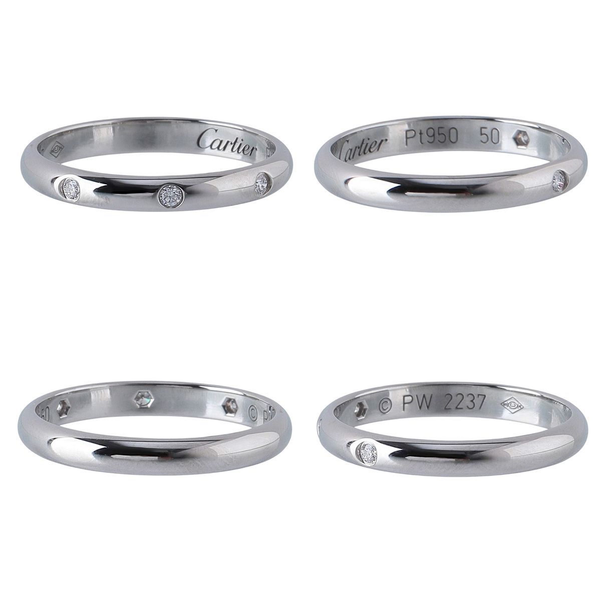 カルティエ ダイヤ リング 1895 ウェディング 3PD #50 幅2.5mm Pt950