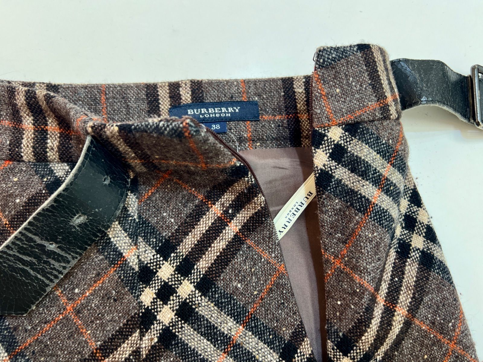 798☆BURBERRYバーバリー☆アンゴラウール ツイードスカート【38】ノバ