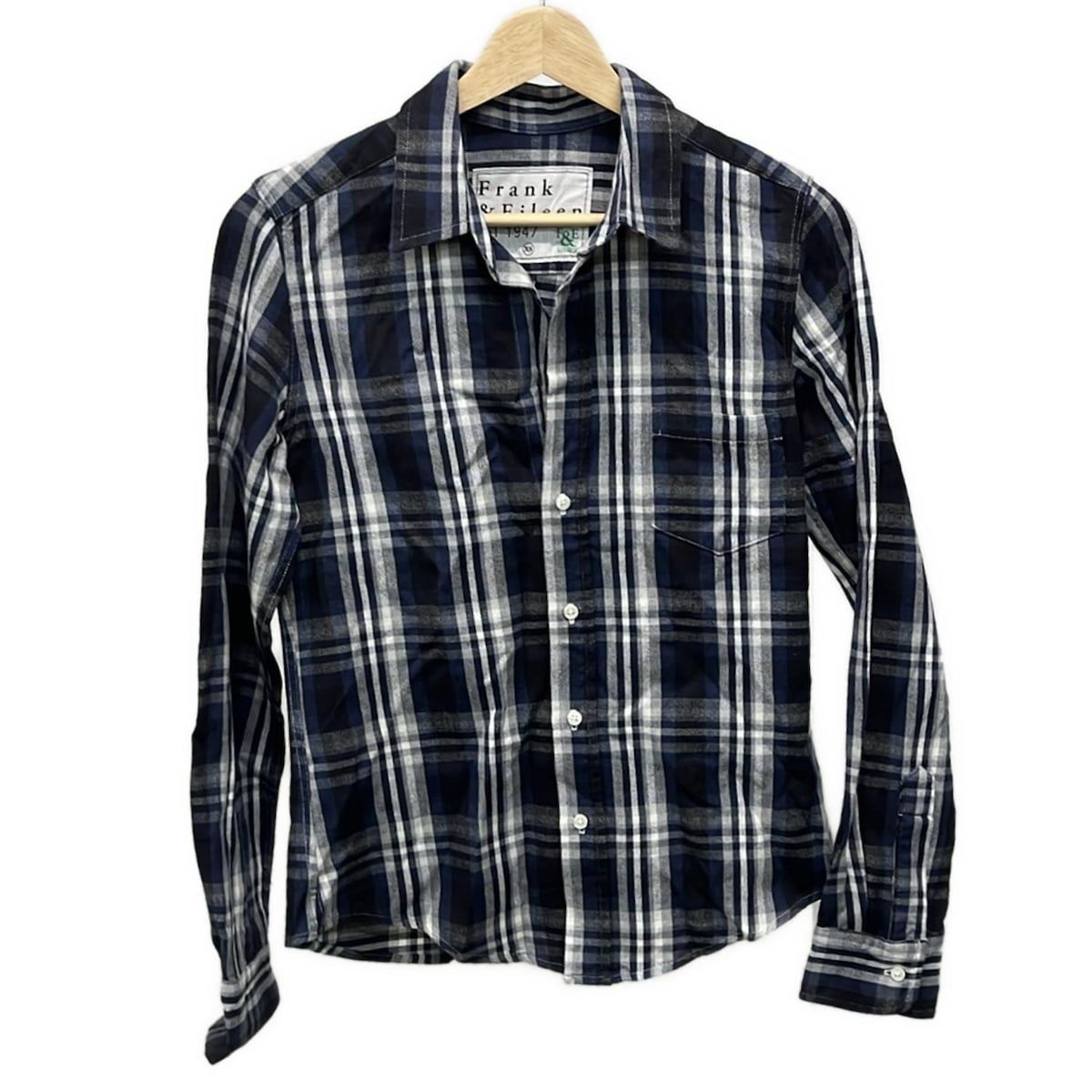 Frank Eileen フランク アイリーン 長袖シャツブラウス サイズXS レディース ネイビー 白 マルチ チェック柄
