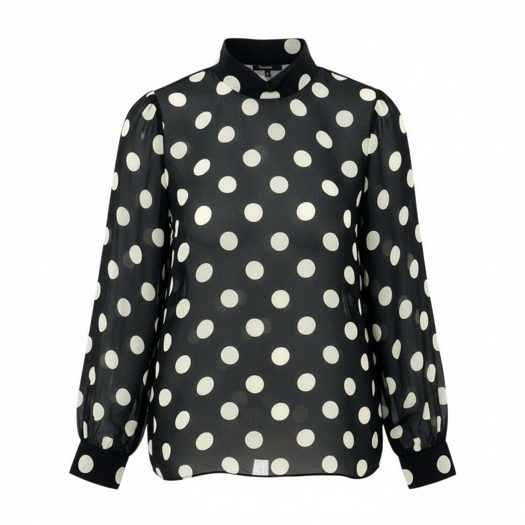 81 L 15 CELINE セリーヌ 24年 シルク オーバーターンド ジョーゼット ブラウス トップス .38 CE ブラック アイボリー シルク100％ レディースu 02 t