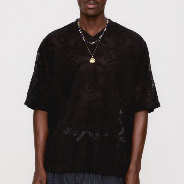KITH NYC キスニューヨークシティ 25SS Lace Warm Up Shirt レースウォームアップシャツ M BLACK 半袖 ペイズリー Tシャツ ジャージー KITH NYC キスニューヨークシティ 25SS Lace Warm Up Shirt レース
