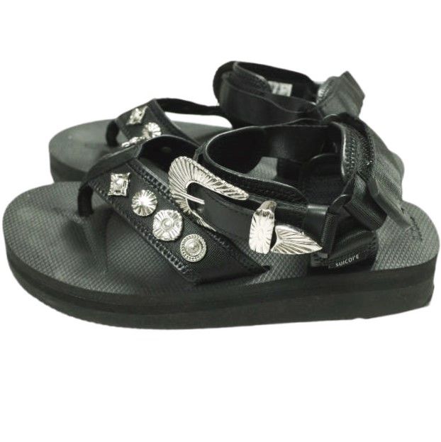 TOGA x SUICOKE トーガ スイコック 23 SS 別注 TONO ウエスタンメタル ストラップサンダル TC 31-AJ 502 US 8 26 cm Black バックル コンチョ シューズ g 24526