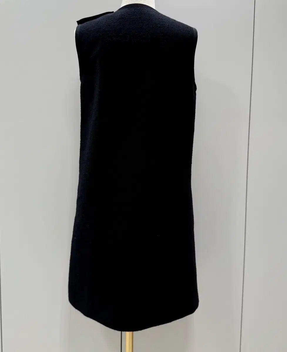 Dior ディオール ネイビー ブークレ ウール ノースリーブ ONE PIECE 38