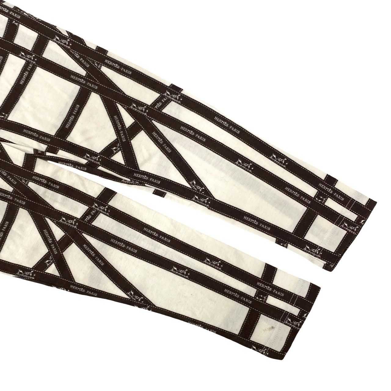 極 美品 希少品 HERMES エルメス ボルデュック リボン 柄 コットン 綿