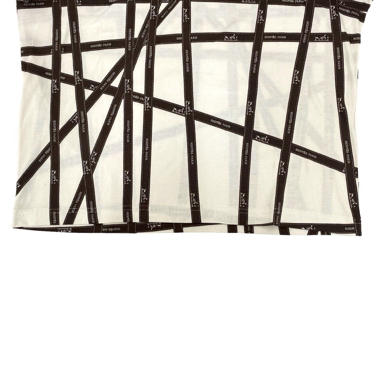 極 美品 希少品 HERMES エルメス ボルデュック リボン 柄 コットン 綿