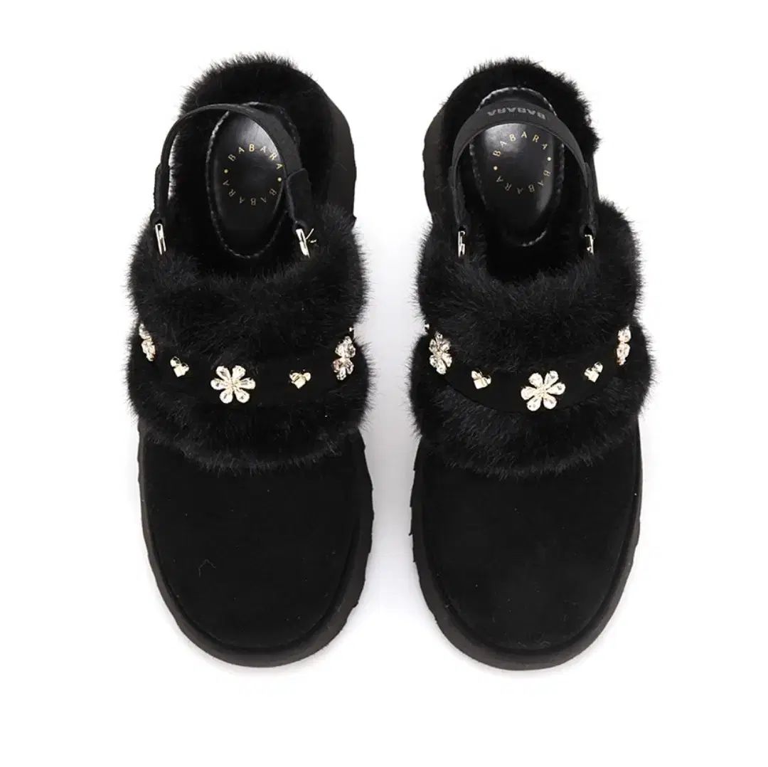  BABARA ファー スリングバック フラットシューズ バレエシューズ パンプス