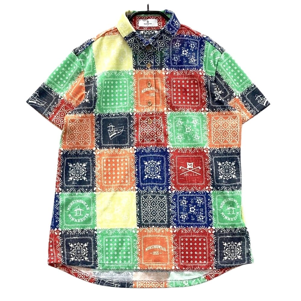 サイズ：L MUNSING WEAR マンシングウェア 半袖ポロシャツ 総柄