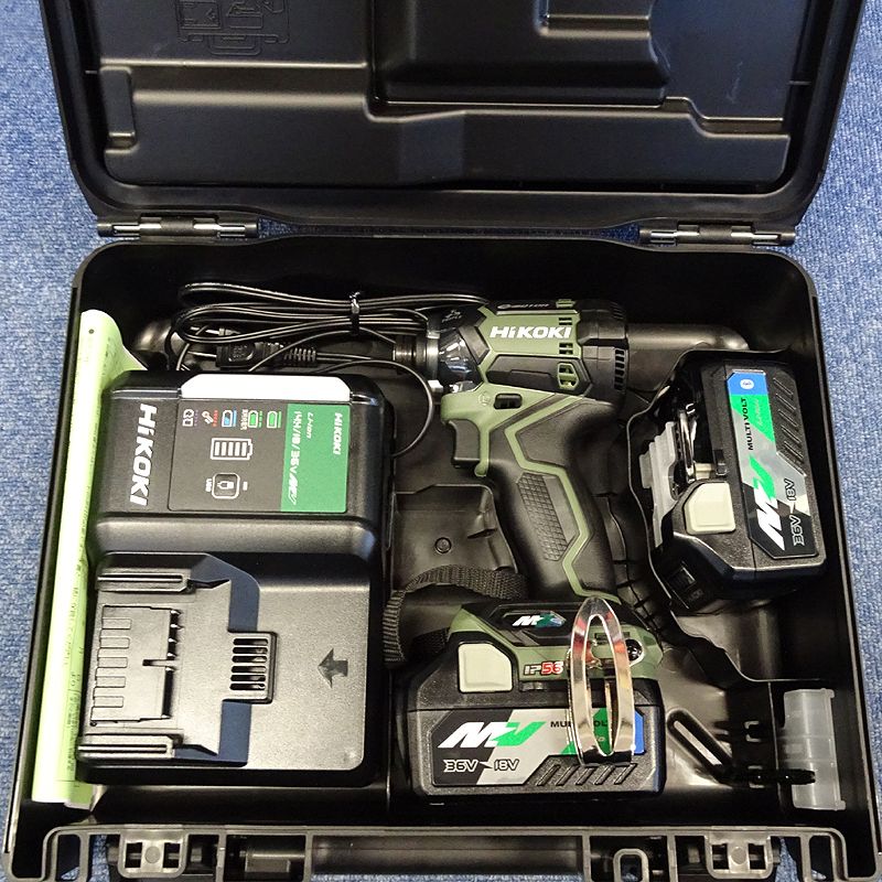 ハイコーキ 穴あけ ネジ締め 36 V マルチボルト コードレスインパクトドライバ WH DC 2 XPGS Bluetooth®蓄電池 ＋力こぶビット カラー フォレストグリーン