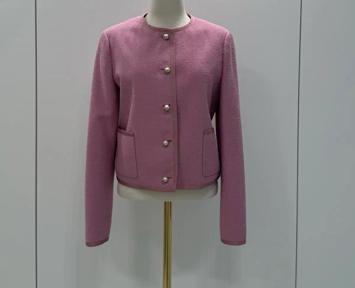 DIOR ディオール ピンク ブークレ ウール ジャケット スカート セット 34