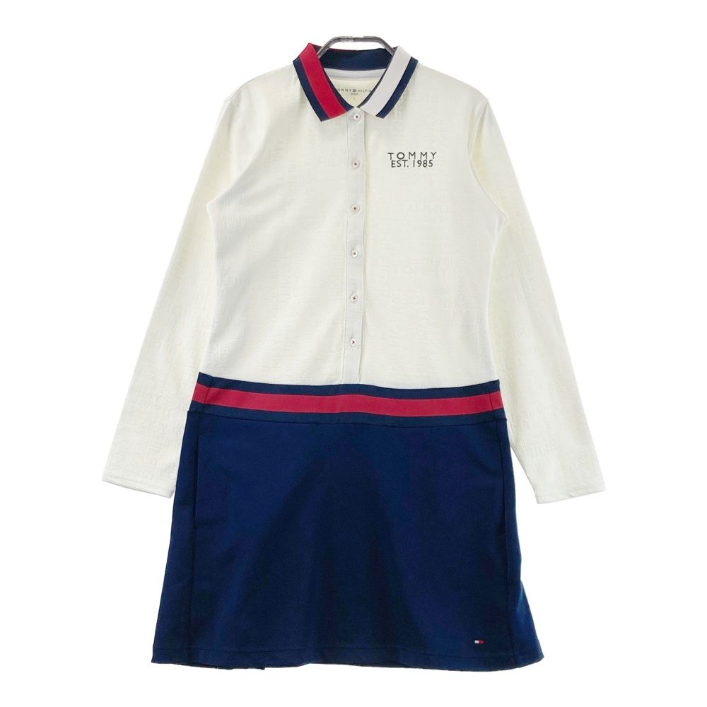 【人気定番，2026】 サイズ：L TOMMY HILFIGER GOLF トミー ヒルフィガーゴルフ  デザイン切替 長袖ポロワンピース ロゴ柄 ホワイト系 [240101589505] ゴルフウェア レディース ストスト ワンピース