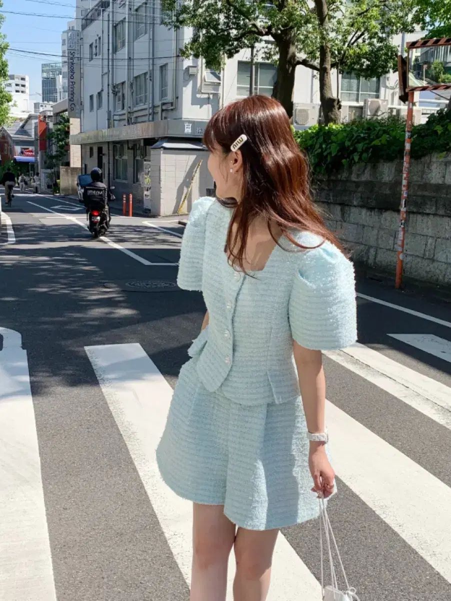 割引 バイシーニ パステルツイード セットアップ ミント パンツ ラージ