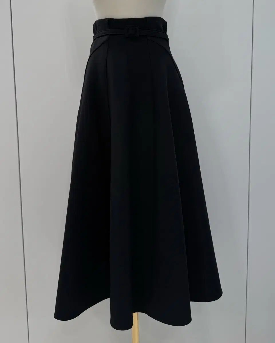 DIOR ディオール ブラック ウールシルク ベルト フ ロング丈スカート 36