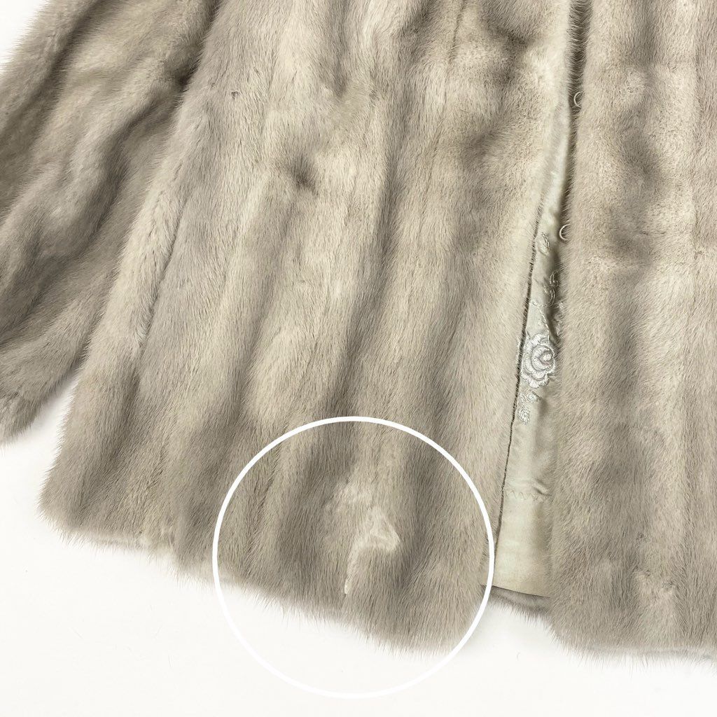 25L15 EMBA エンバ サファイアミンク ファーコート サイズF シルバー