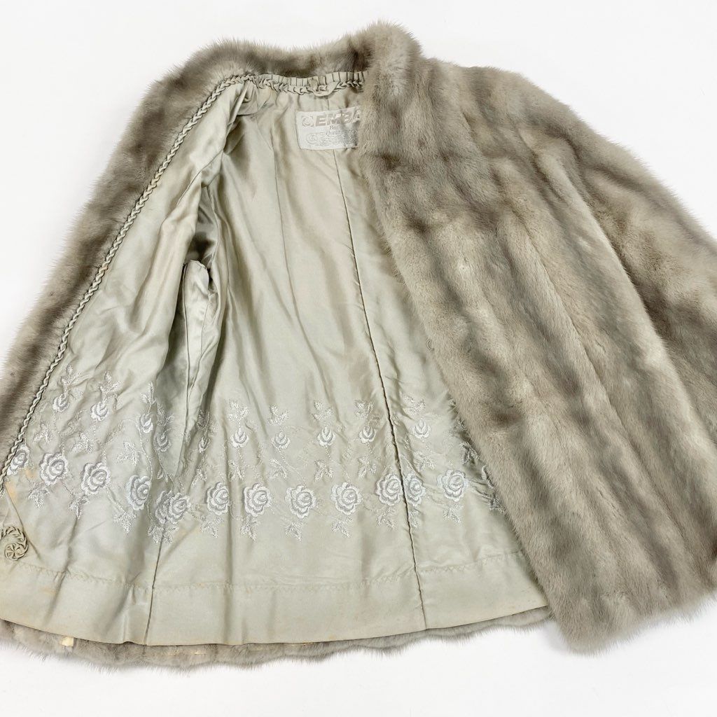 EMBA エンバ 日本産 サファイアミンク ファーコート フレア ロールカラー EMBA エンバ 日本産 サファイアミンク ファーコート フレア ロール