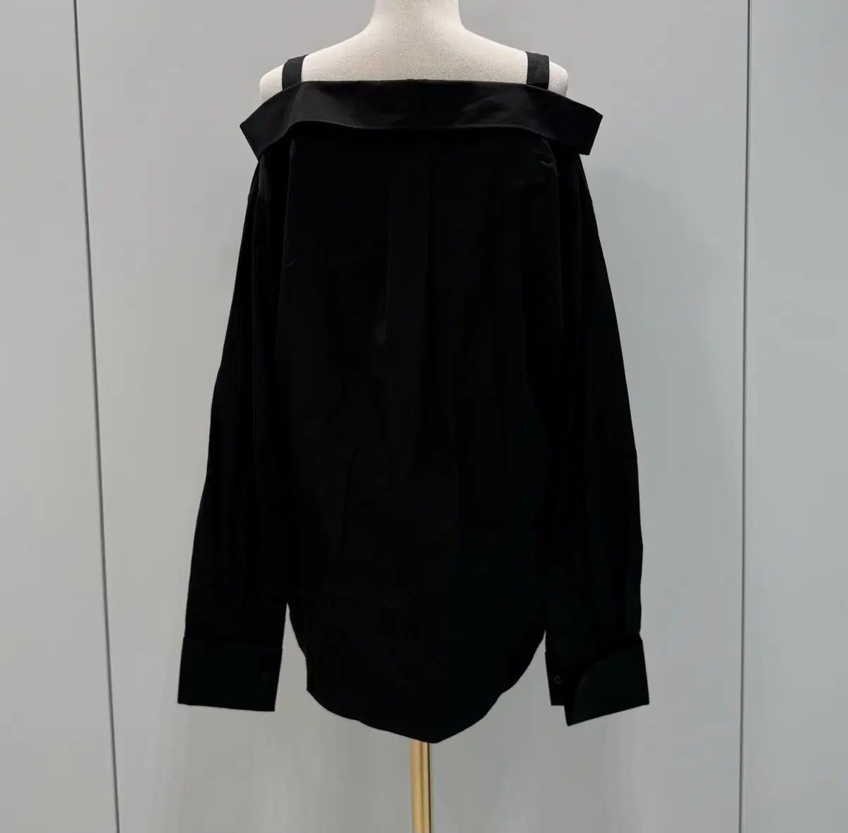 DIOR ディオール ブラック コットン ポプリン オフショルダー シャツ 38