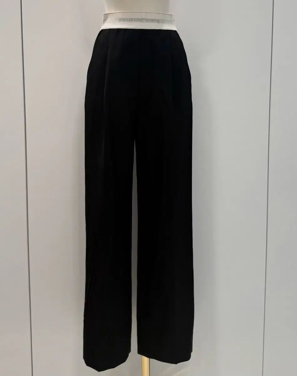 Alexander Wang アレキサンダーワング ブラック ウール バンディング ロング スラックス パンツ 0