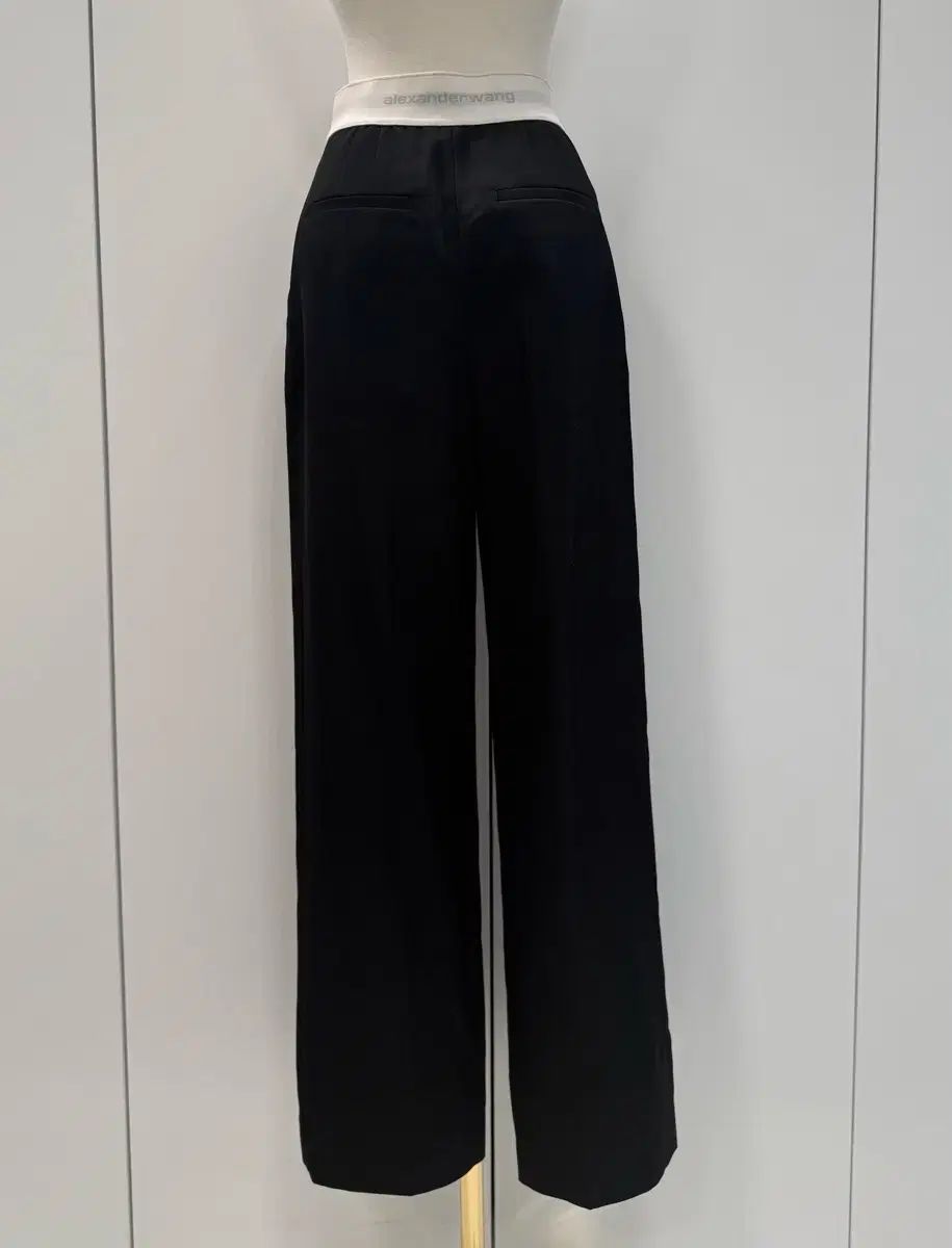 Alexander Wang アレキサンダーワング ブラック ウール バンディング ロング スラックス パンツ 0