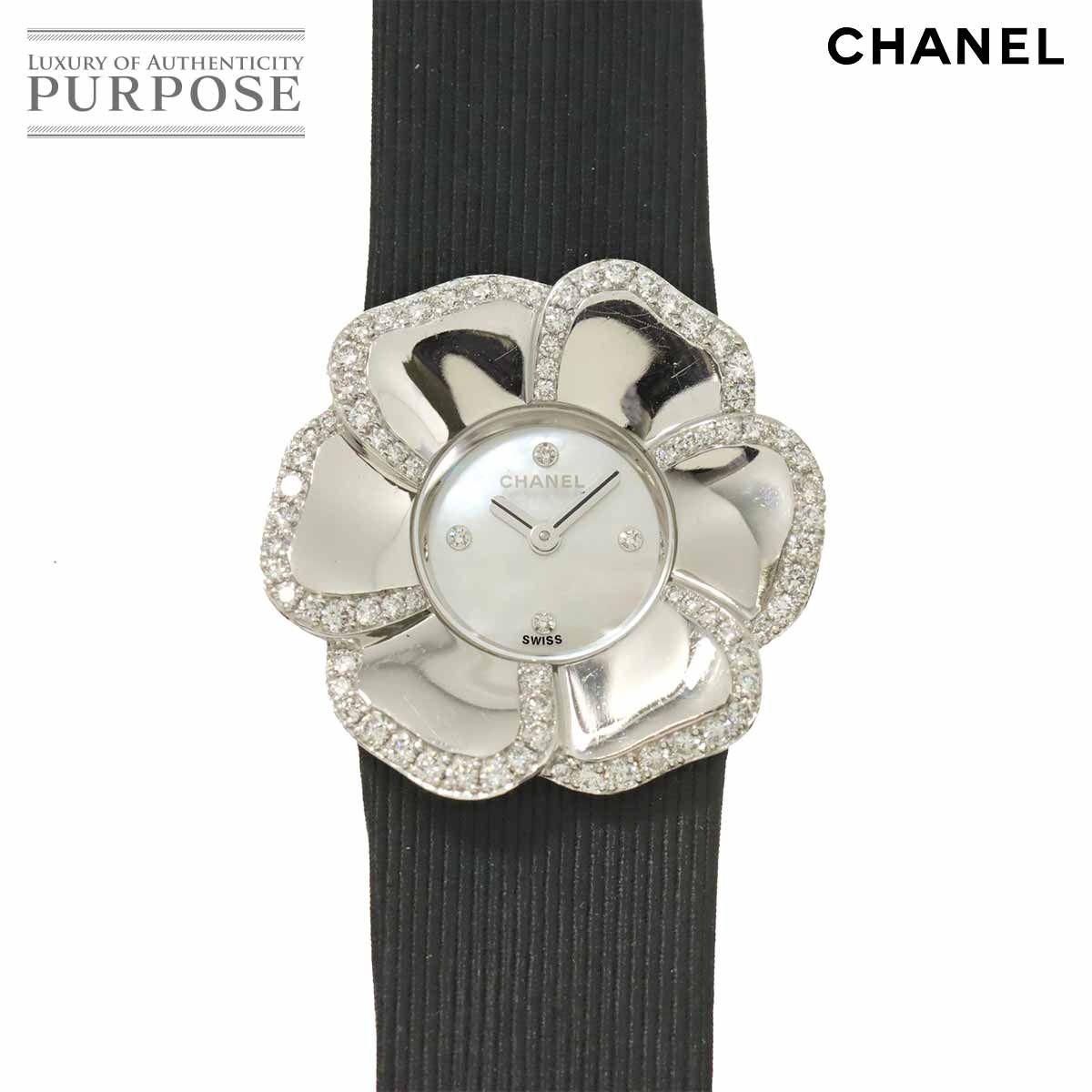 シャネル CHANEL カメリア H1187 ダイヤベゼル レディース 腕時計 4P