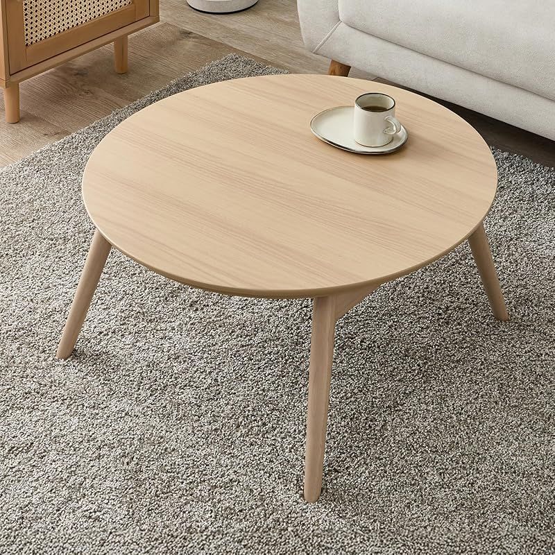 萩原 こたつテーブル こたつ 円形 丸型 小さめ 折りたたみ式 コンパクト 省スペース 幅68 完成品 ライトナチュラル ブラーナ68 LN