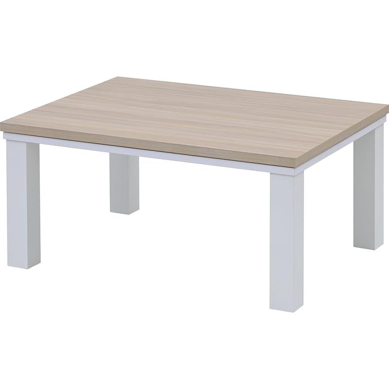 山善 こたつ テーブル 幅80 cm 奥行60 長方形 一人暮らし 中間入切スイッチ 温度調節無段階 ナチュラル HLT 8060 ENM WH