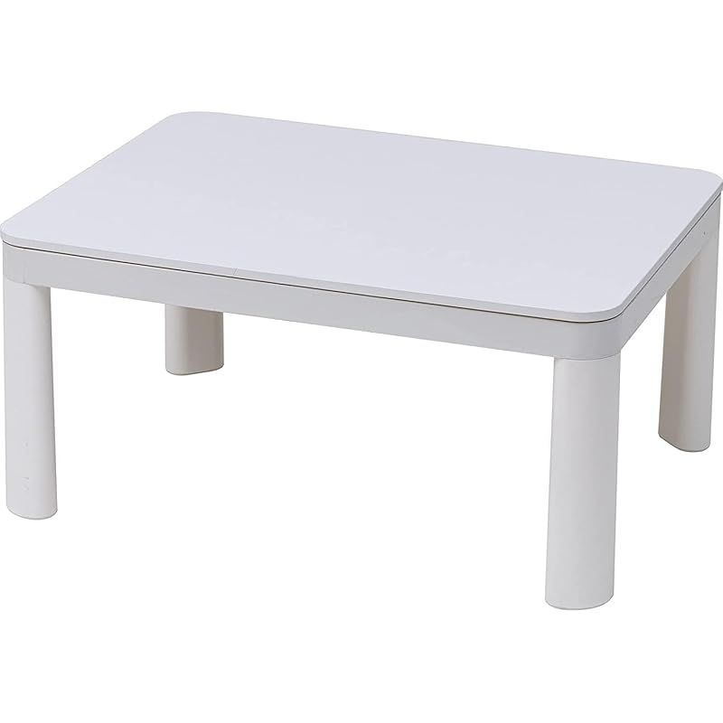 山善 カジュアル こたつ テーブル 幅80 cm×奥行60 cm 長方形 一人暮らし リバーシブル天板 中間入切スイッチ 温度調節無段階 天板ラウンド加工 ホワイト NCK-80602 WH NA