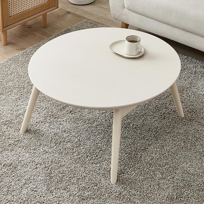 萩原 こたつテーブル こたつ 円形 丸型 小さめ 折りたたみ式 コンパクト 省スペース 幅68 完成品 ホワイト ブラーナ68 WS