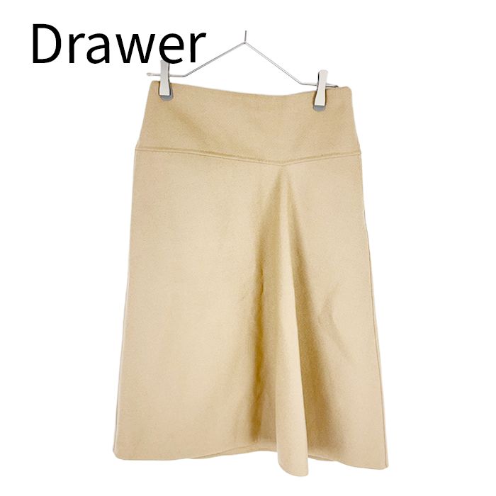 Drawer ドゥロワー ウール アシンメトリースカート ベージュ 大人エレガント