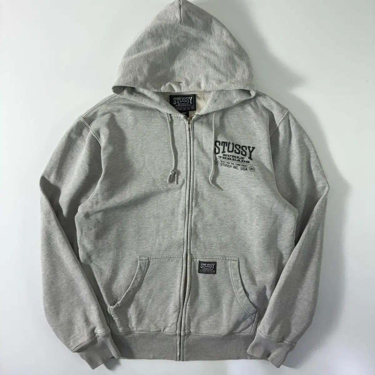 STUSSY ステューシー 00s コットン ダブルフェイス フードジップアップ