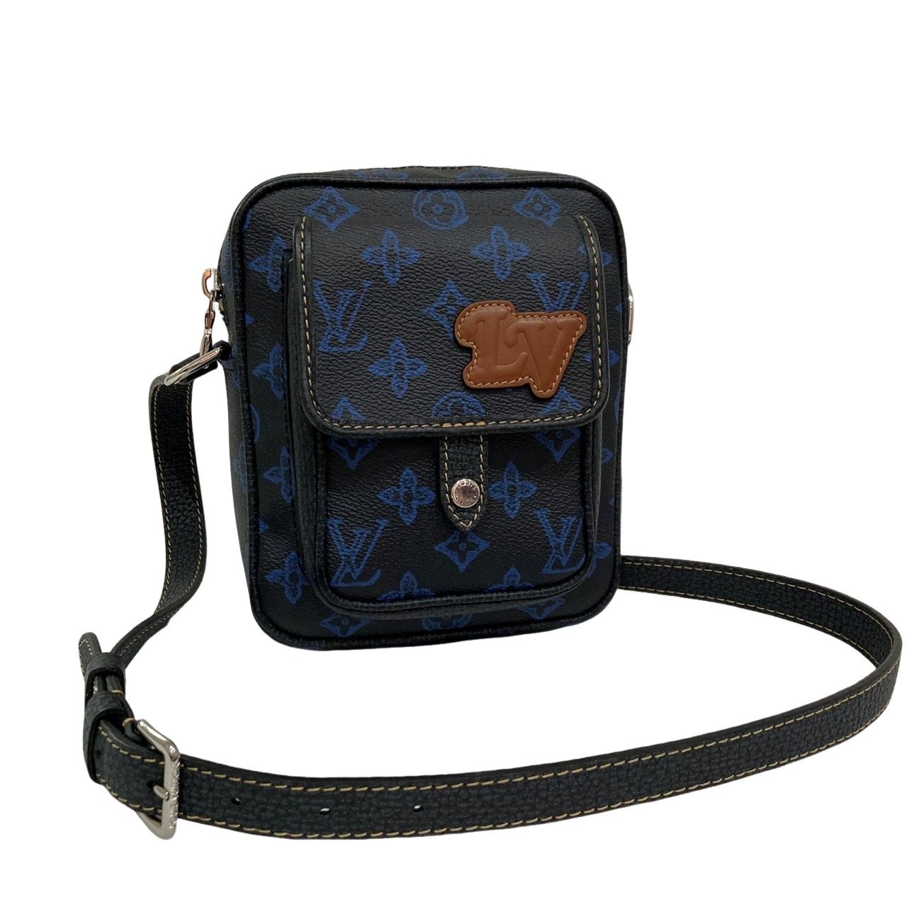 LOUIS VUITTON ルイヴィトン クリストファーウェアラブルウォレット M 81854 ブルー モノグラム ショルダーバッグ メンズ