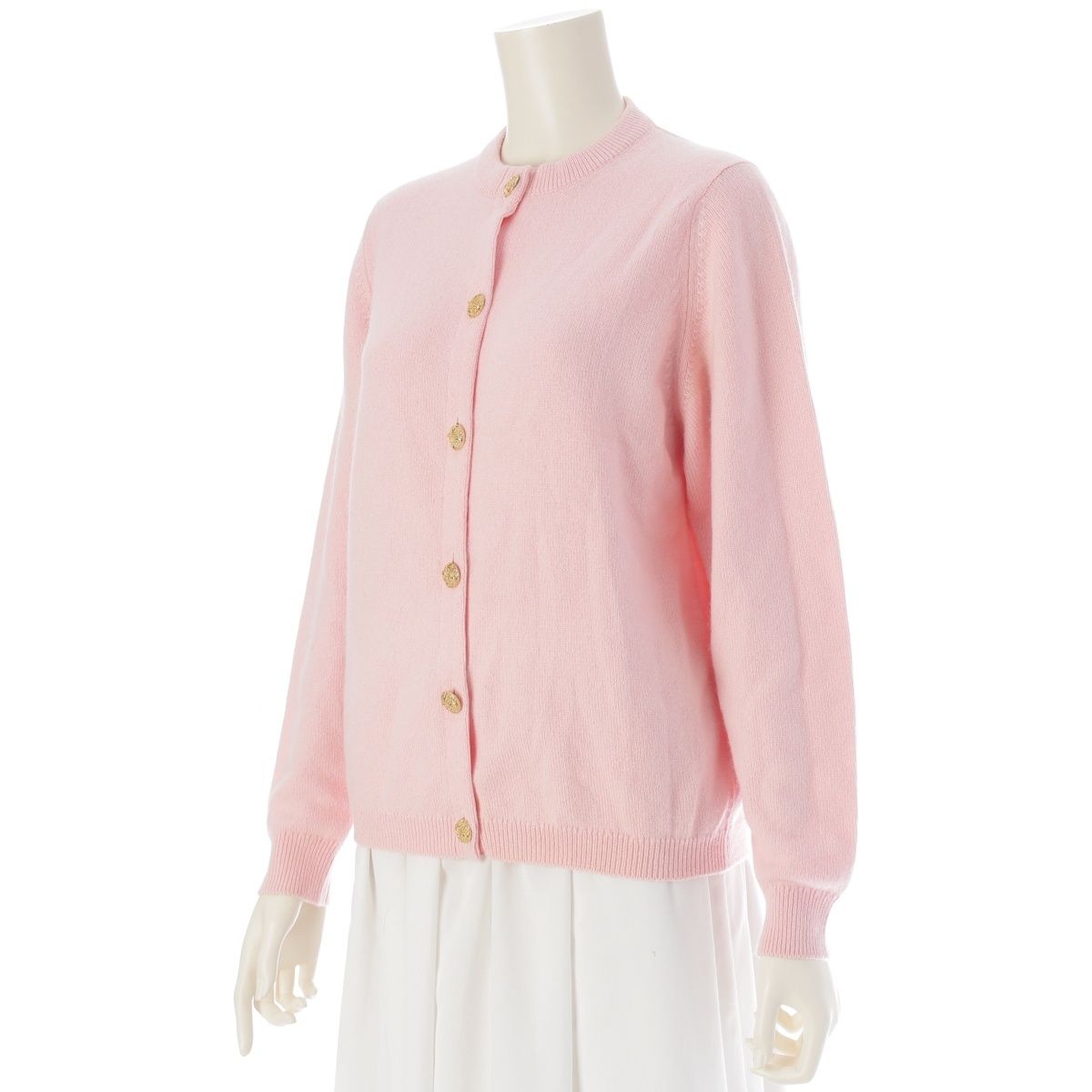 バランタイン カシミヤ 金ボタン クルーネック ニット カーディガン
