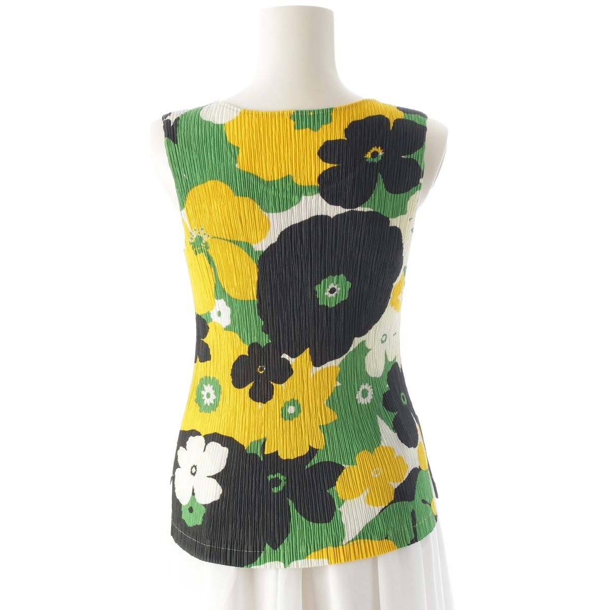 イッセイミヤケ 花柄 ノースリーブ プリーツ カットソー トップス