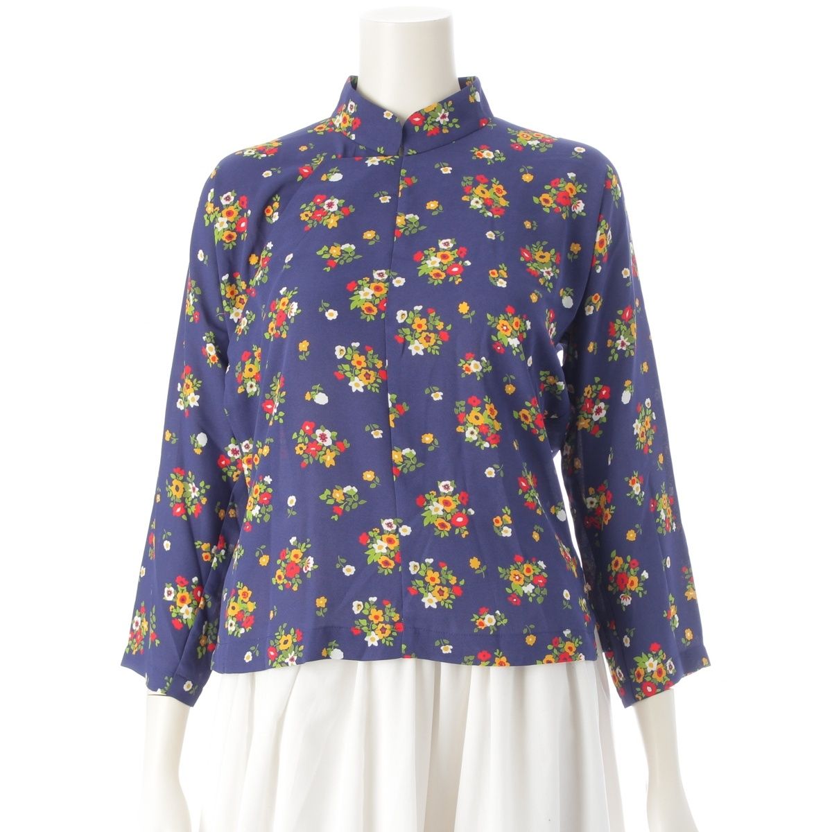 コムデギャルソン AD 2021 小花柄 デザイン シャツ ブラウス トップス RI J 025 ブルー S