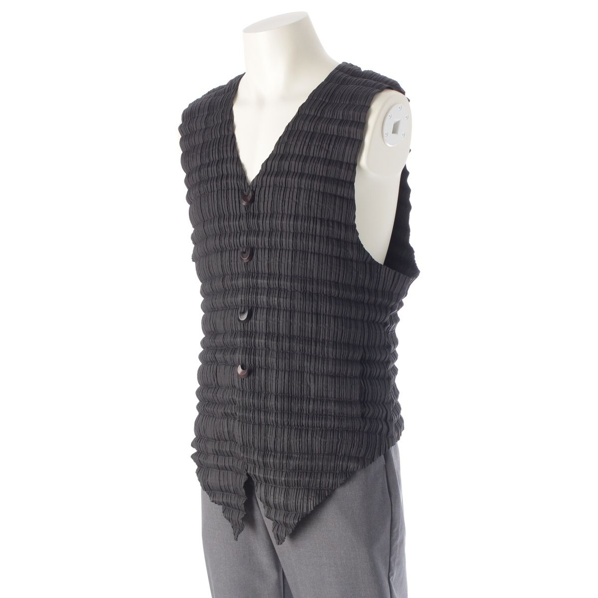 イッセイミヤケ 97S/S プリーツ ハーフムーンボタン ロング ベスト