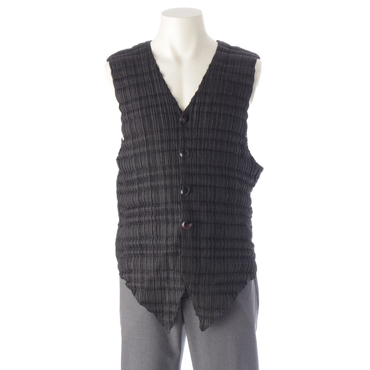 イッセイミヤケ 97S/S プリーツ ハーフムーンボタン ロング ベスト