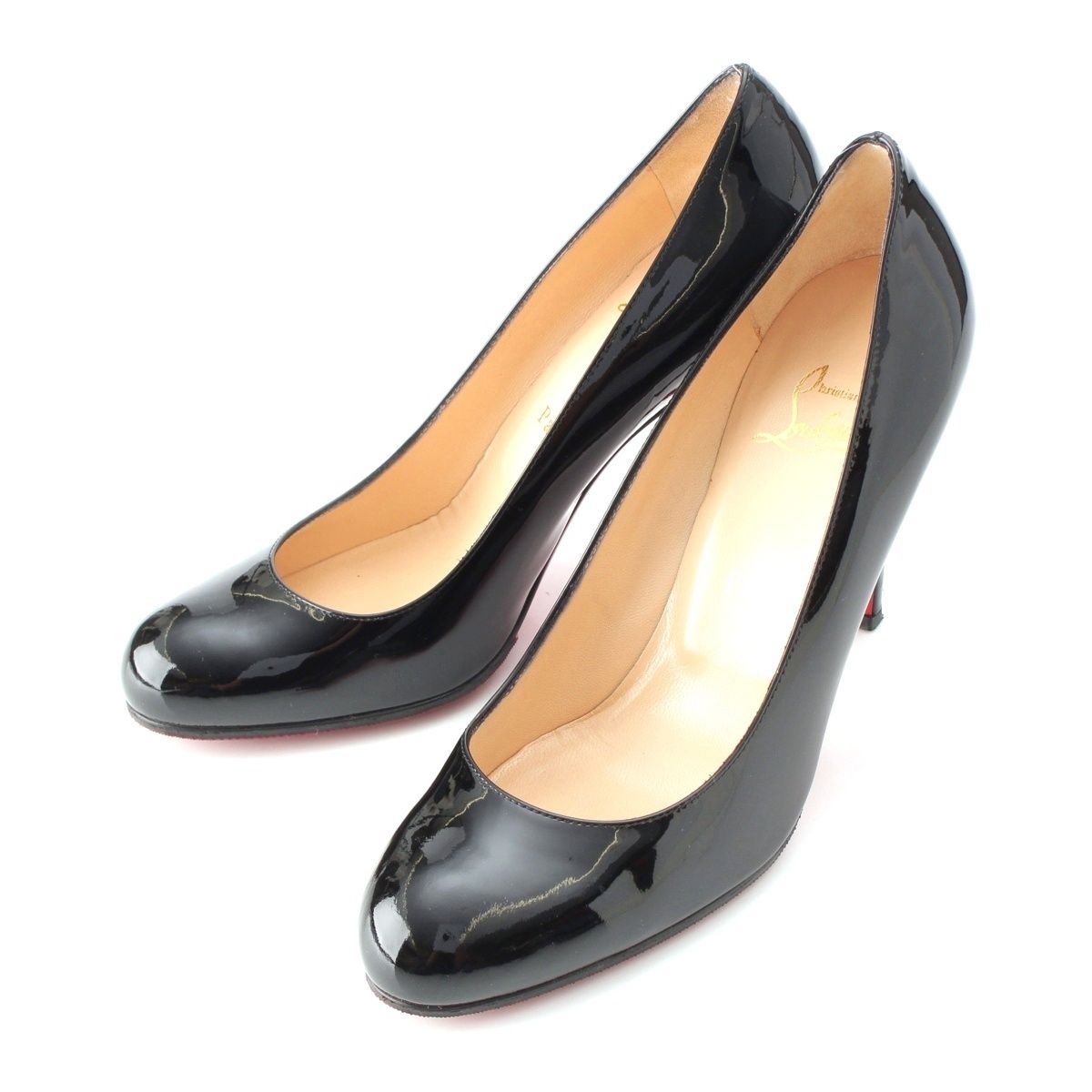 クリスチャンルブタン パテントレザー SIMPLE PUMP 100 ラウンド トゥ ヒール パンプス シューズ 3080377 ブラック 37 5