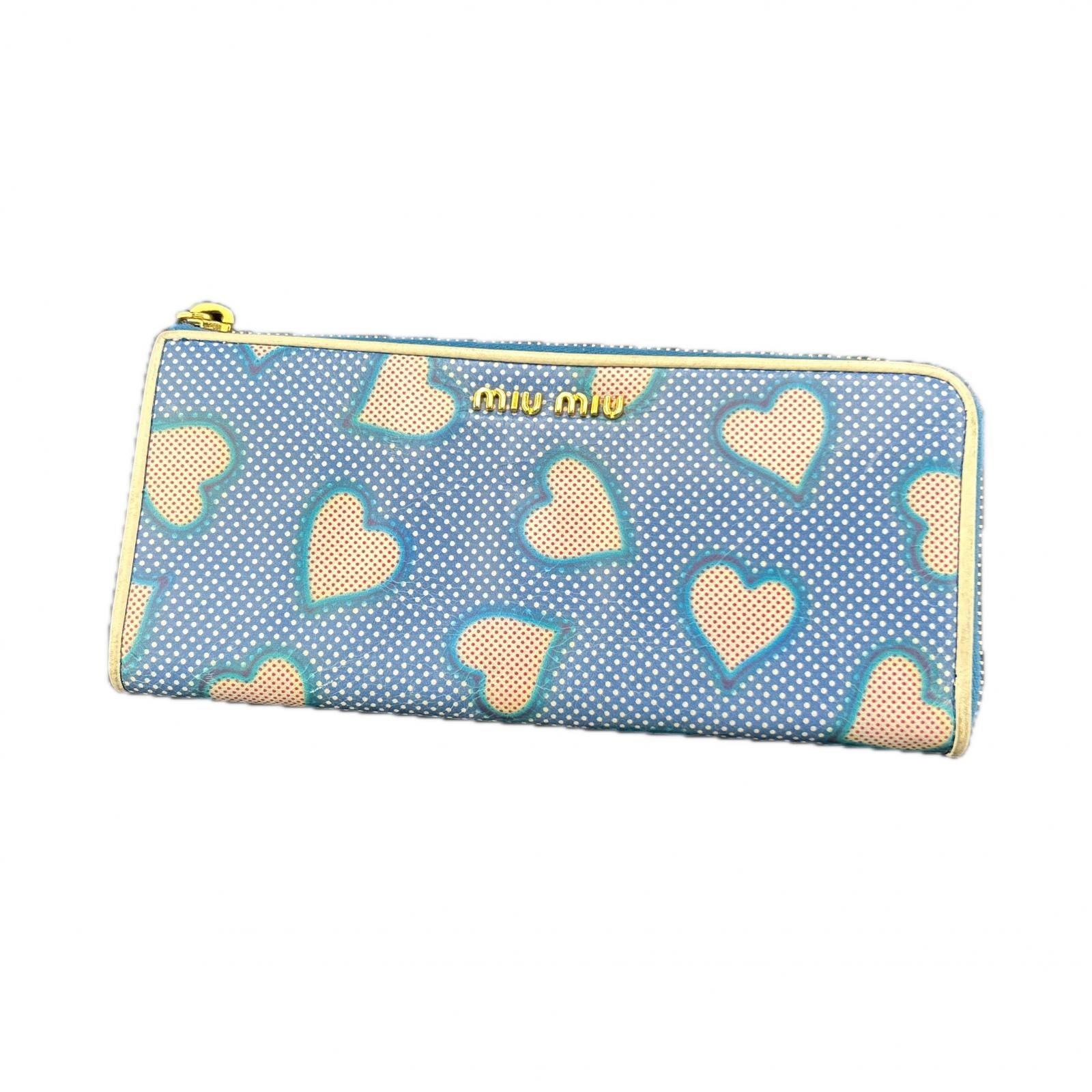 miumiu 財布 ブルー 楽天市場 ミュウミュウ 三つ折り財布 カラーブルー