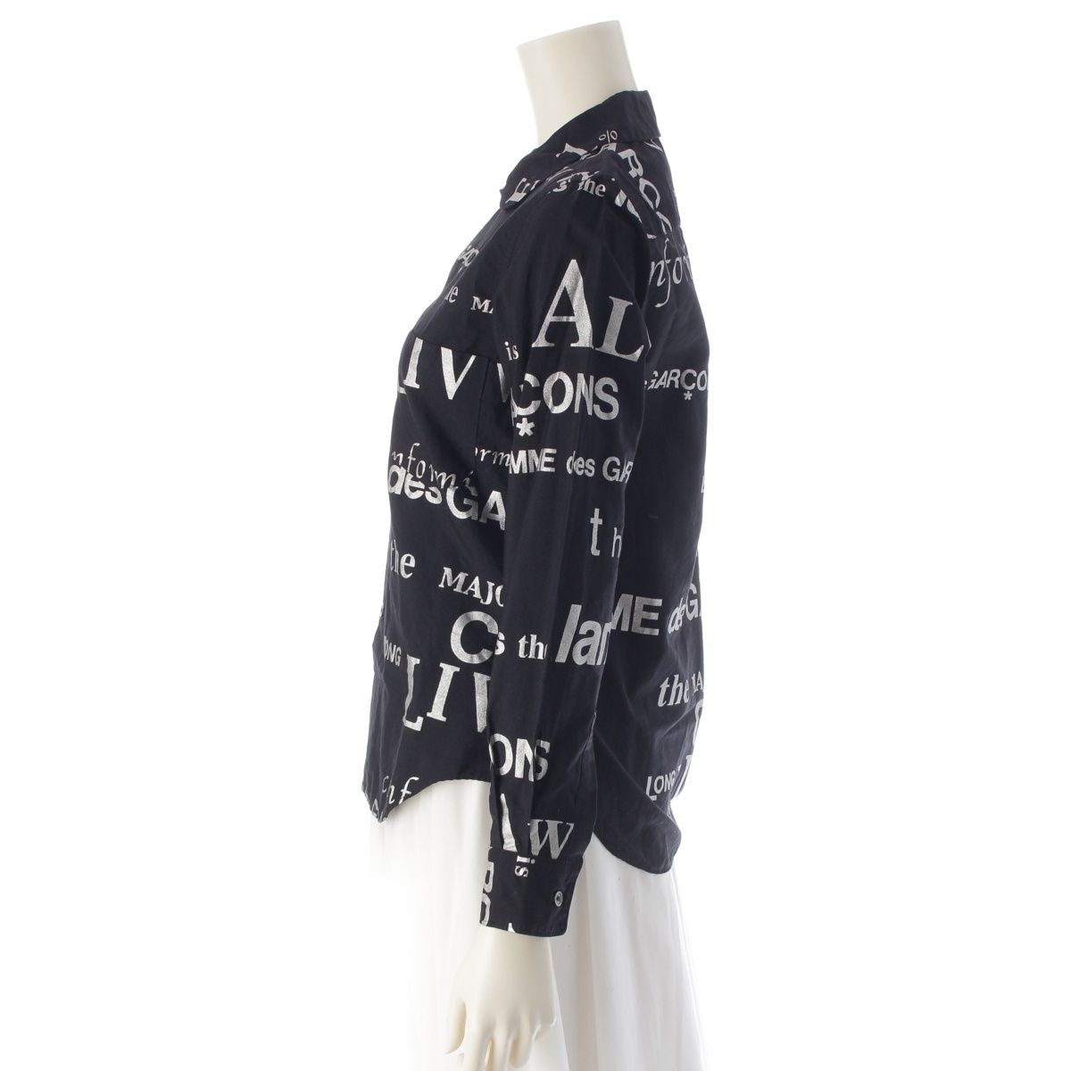 コムデギャルソン コットン AD2003 丸襟 メッセージプリント L/S 長袖