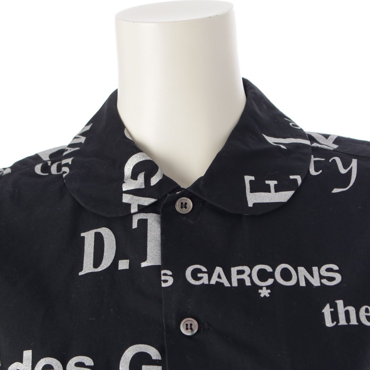 コムデギャルソン コットン AD2003 丸襟 メッセージプリント L/S 長袖