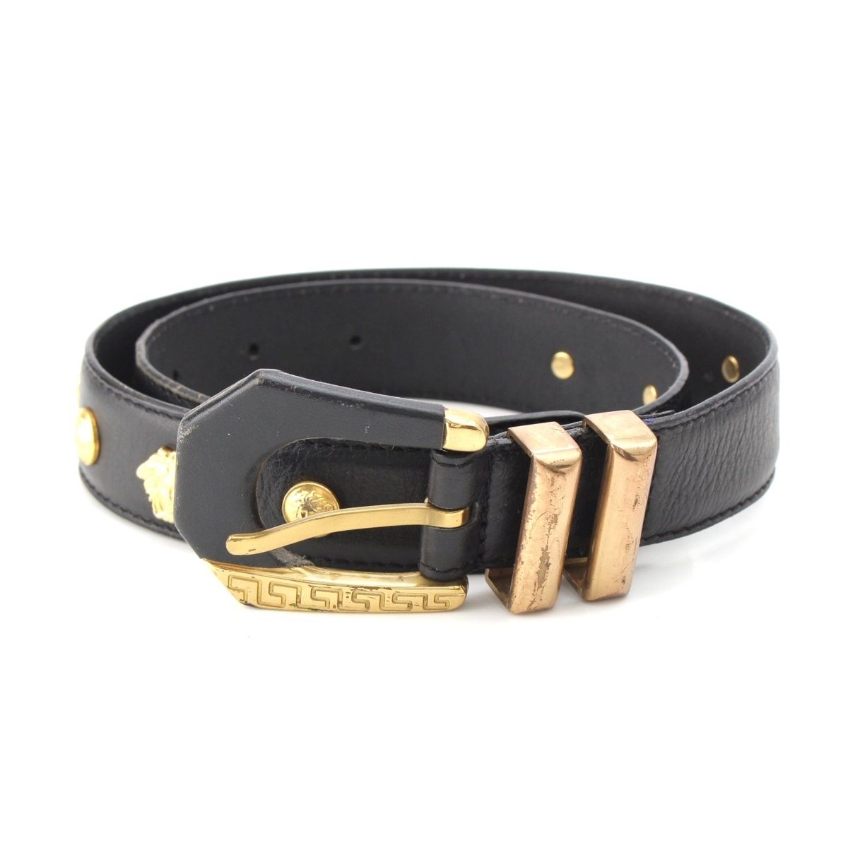 ヴェルサーチェ レザー ゴールド金具 ベルト ブラック