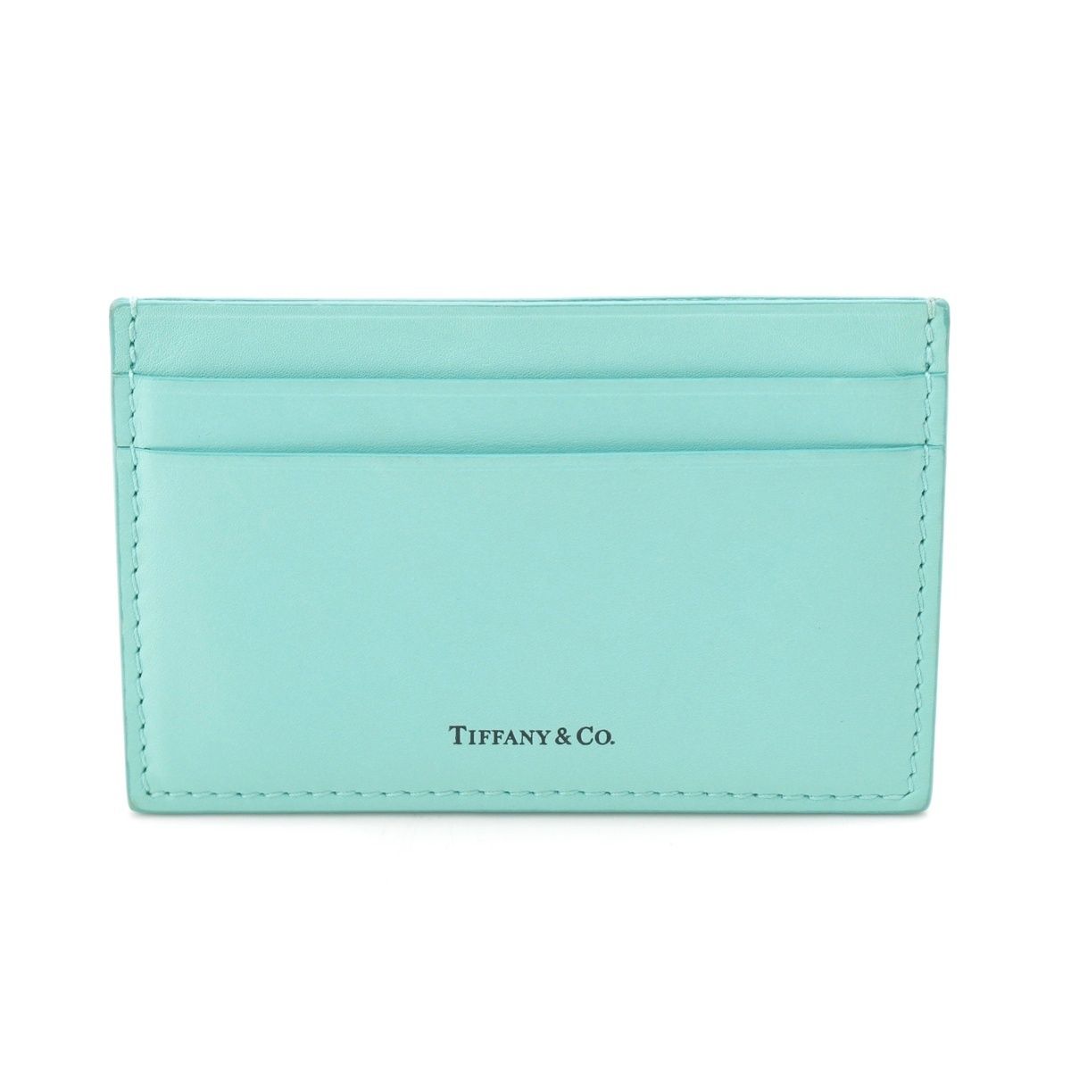 ティファニー レザー ロゴ カードケース ブルー