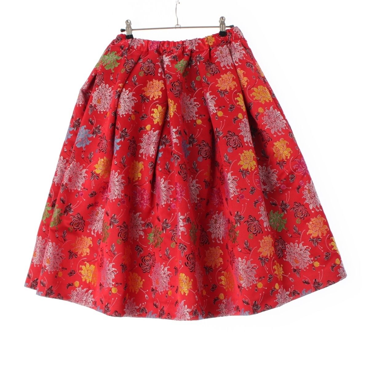コムデギャルソン AD 2025 25 SS テクニカル フラワー 刺繍 タック スカート ボトムス GO S 001 レッド系 XS