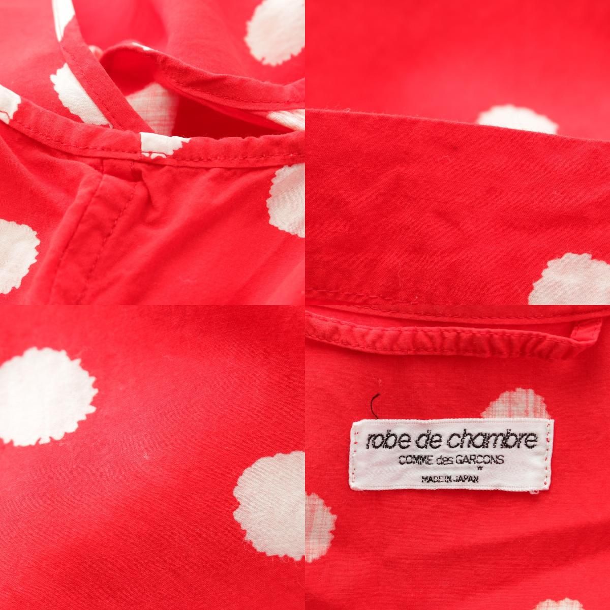  ローブドシャンブルコムデギャルソン AD 1988 89 S レーヨン 絣ドット ノースリーブ トップス レッド ホワイト その他 トップス