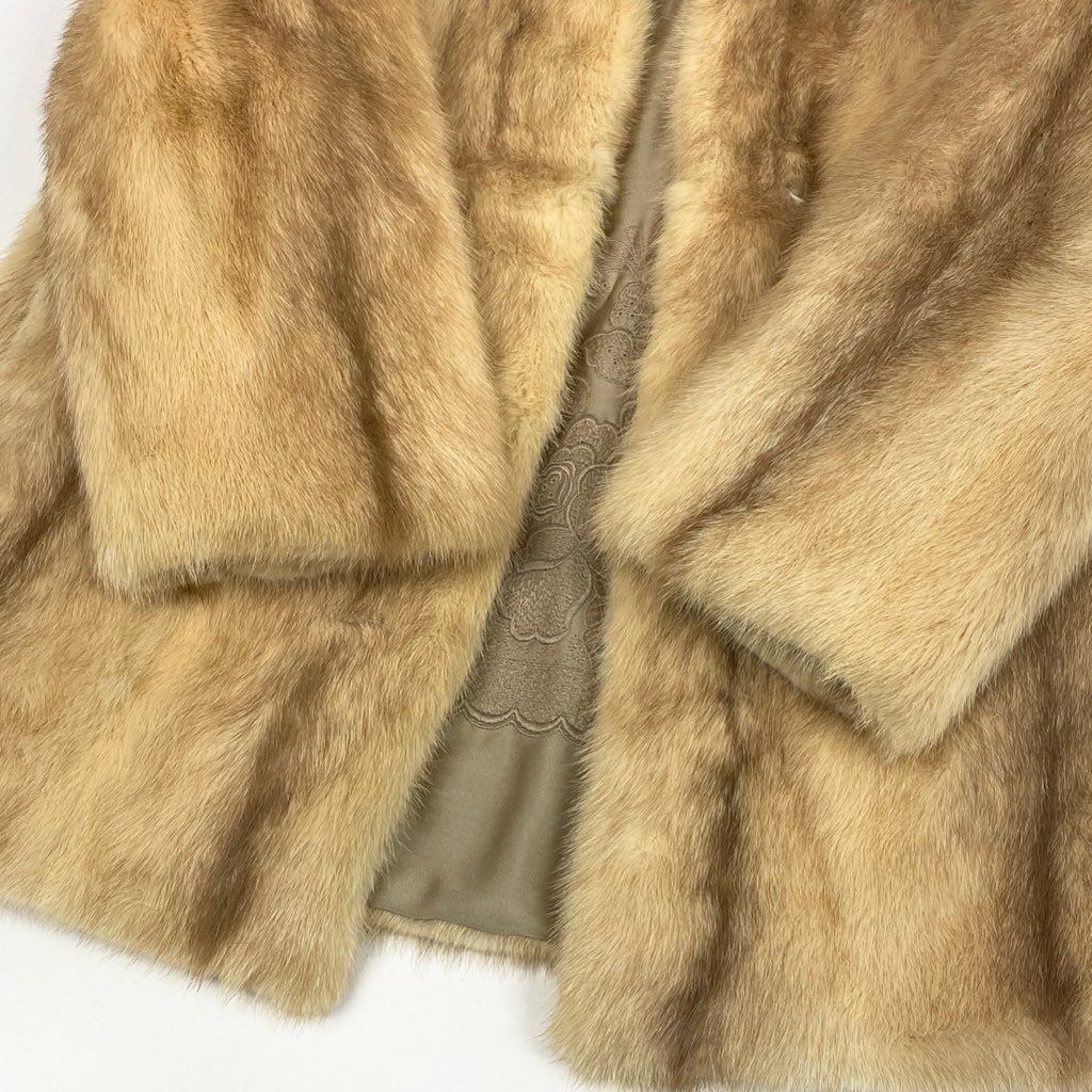 未使用 FUR MODE MINK ミンク 毛皮 コート パステルミンク 11 25L15 クロスミンク ファーコート サイズ11号 クリーム系 本毛皮