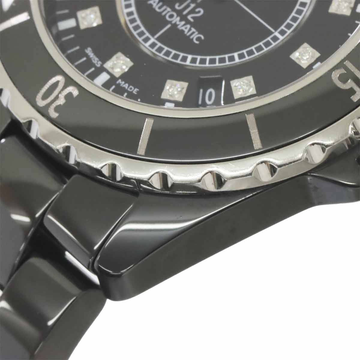  シャネル CHANEL J12 38mm H1626 メンズ 腕時計 12P ダイヤ ブラック セラミック デイト オートマ 自動巻き ウォッチ 90305172 タートルネック 自動巻き時計 腕時計(アナログ)