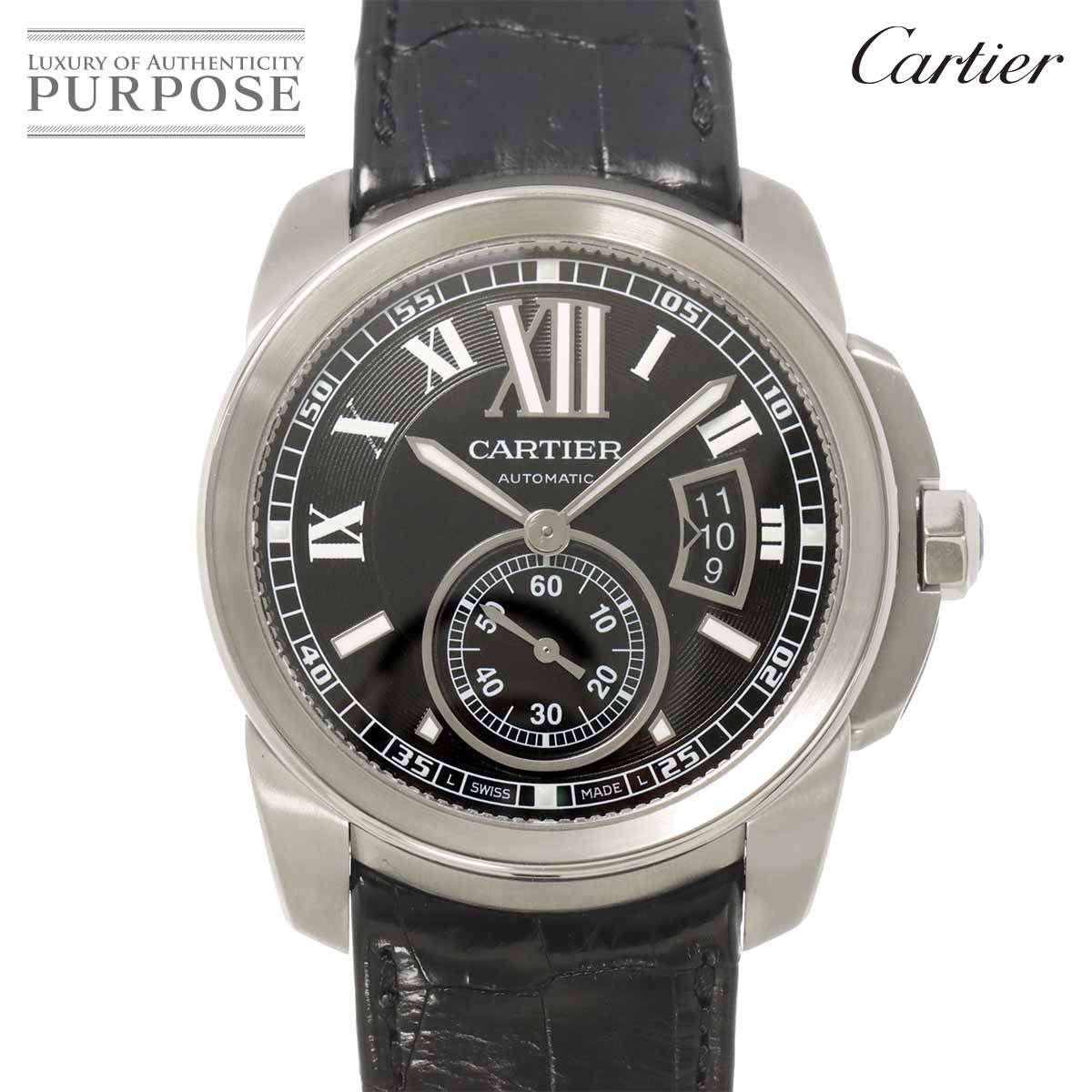 カルティエ Cartier カリブル ドゥ カルティエ W7100041 デイト メンズ 腕時計 ブラック オートマ 自動巻き Calibre de Cartier 90305626