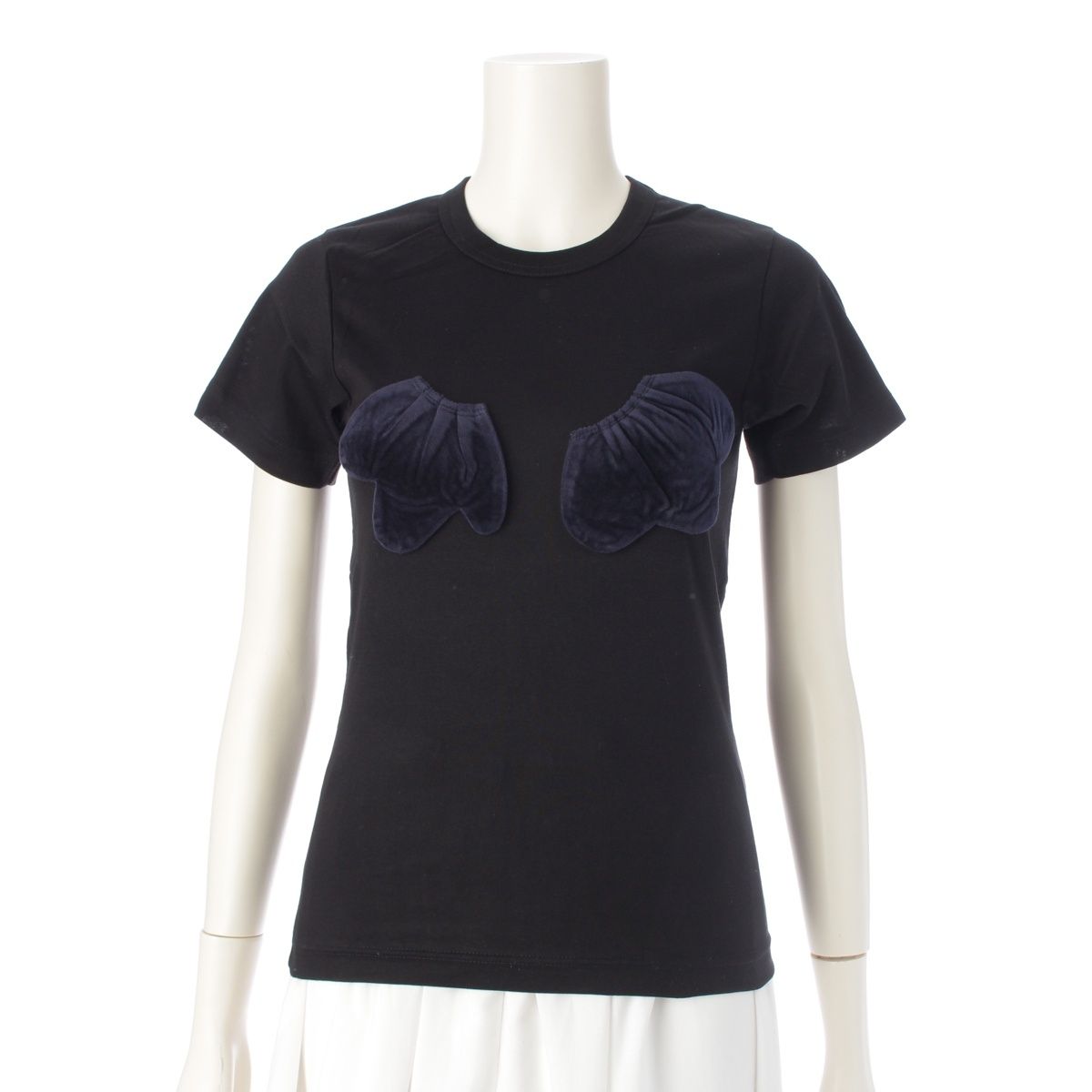 コムデギャルソン AD 2003 04 SS コットン アーカイブ 羽 異素材 切替 カットソー トップス GM T 017 ブラック ネイビー ‐